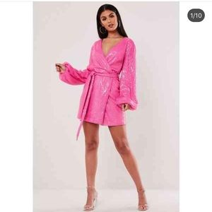 Hot pink sequin dress